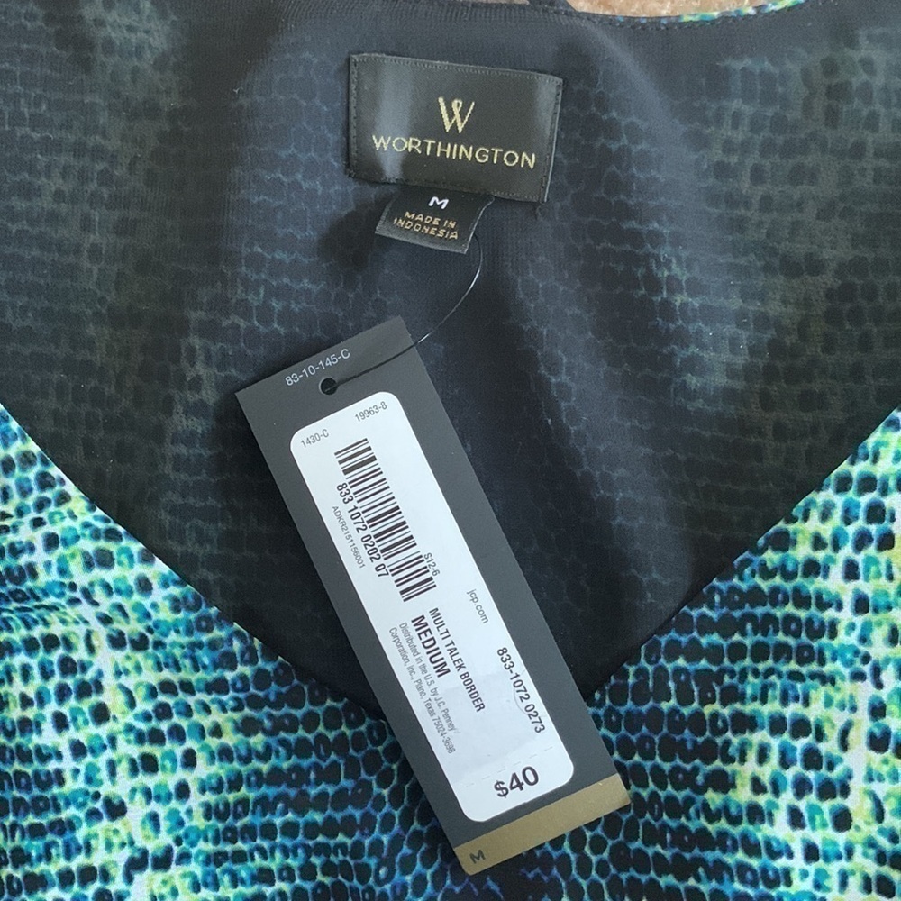 Worthington sheer tank blouse with lining. NWT Size M - Picture 3 of 4